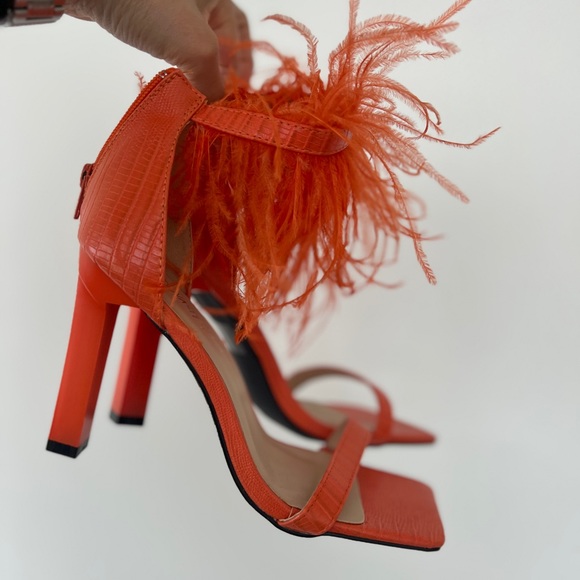 Fun orange square toe heels! - Picture 2 of 7